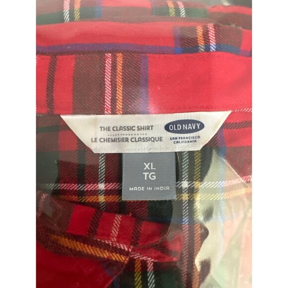 Old Navy Womens Red Plaid Flannel Shirt SZ XL Button-Down Top Holiday/Christmas - Picture 3 of 12